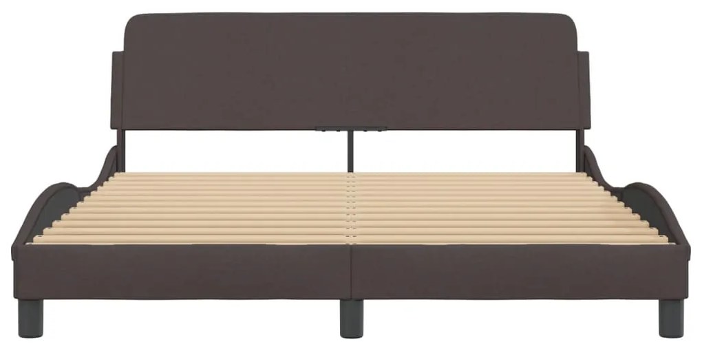 Estrutura de cama sem colchão 160x200 cm tecido castanho-escuro