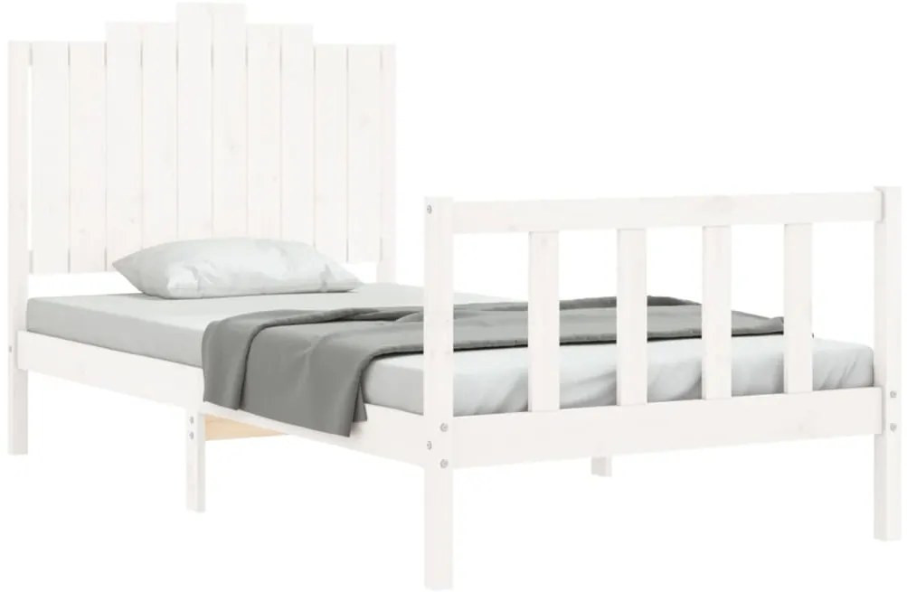 Cama sem colchão 100x200 cm madeira de pinho maciça branco