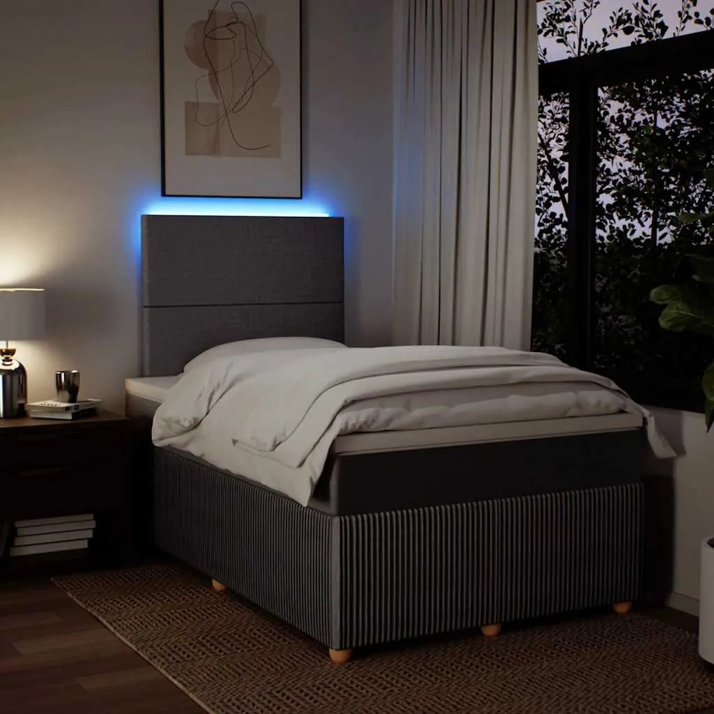 Cama boxspring c/ colchão 120x190cm tecido castanho-acinzentado
