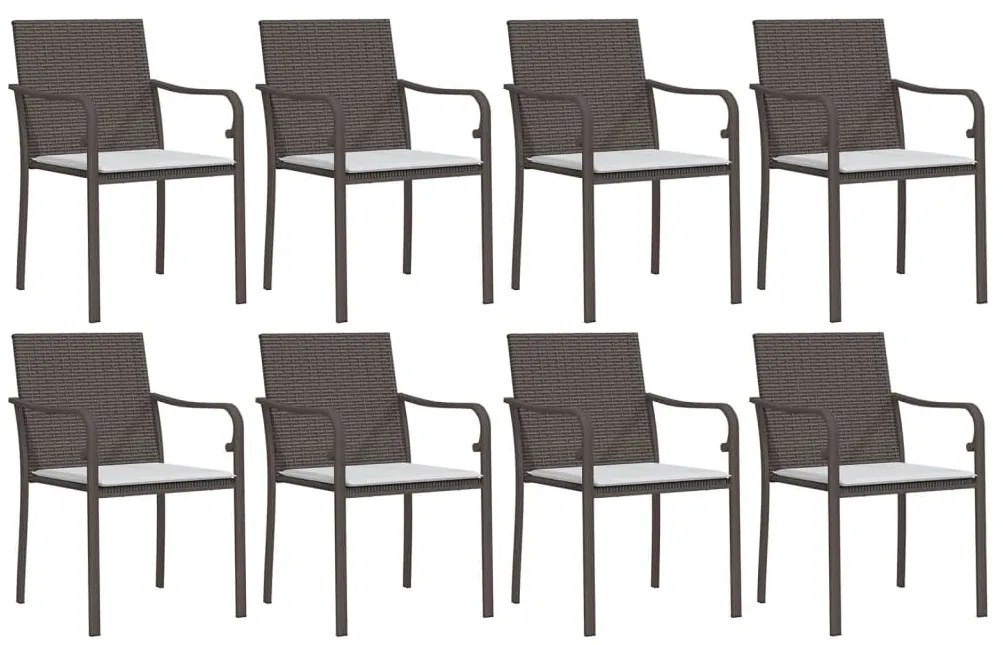 9 pcs conjunto de jantar p/ jardim com almofadões vime PE e aço