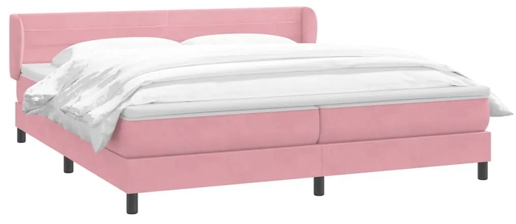 Cama com molas/colchões 180x220 cm veludo rosa