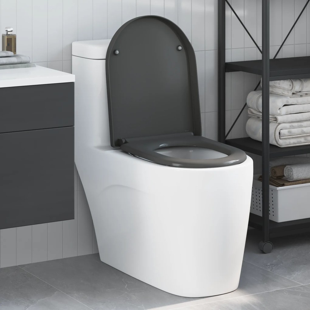 Assento de Vaso Sanitário com Liberação Rápida e Fechamento Suave Duroplast Antracite
