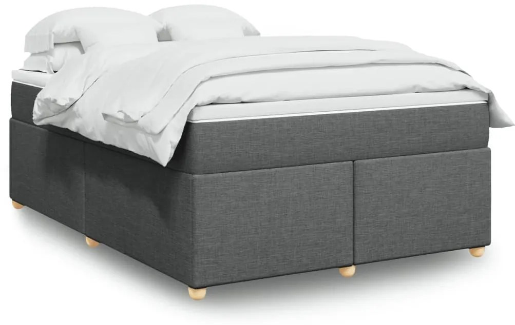 vidaXL Cama com molas/colchão 140x190 cm tecido cinzento-escuro