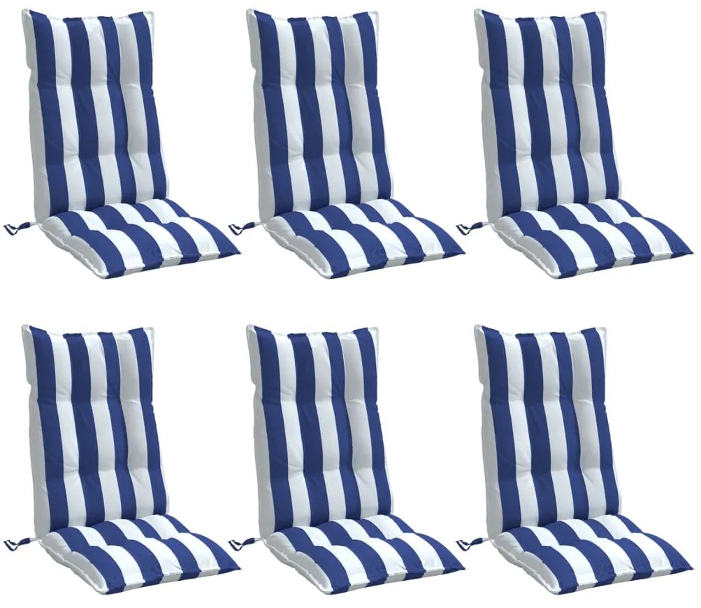 Almofadões cadeira encosto alto 6 pcs tecido oxford azul/branco
