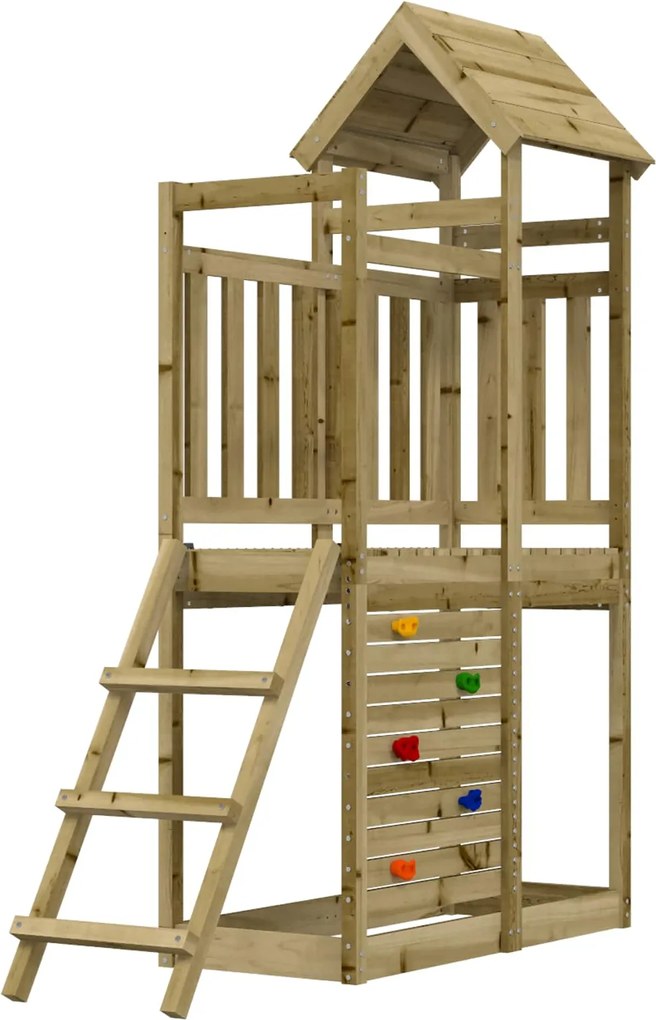 vidaXL Torre de Brincar Castanho Madeira Sólida Impregnada