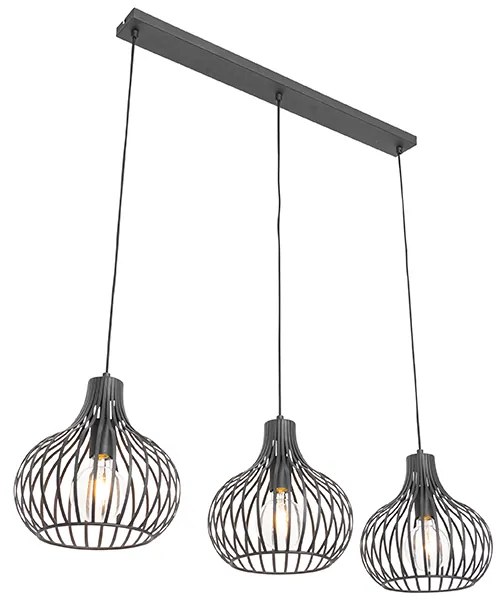 Candeeiro de suspensão moderno preto 3 luzes - Saffira Moderno