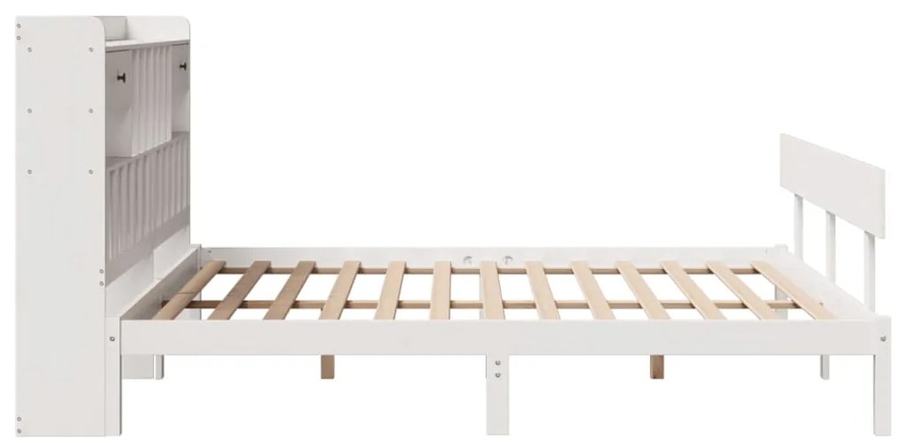 Cama com estante sem colchão 200x200 cm pinho maciço branco