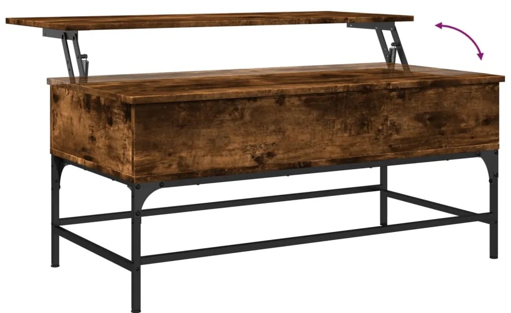 Mesa de centro 100x50x45cm deriv. madeira/metal carvalho fumado