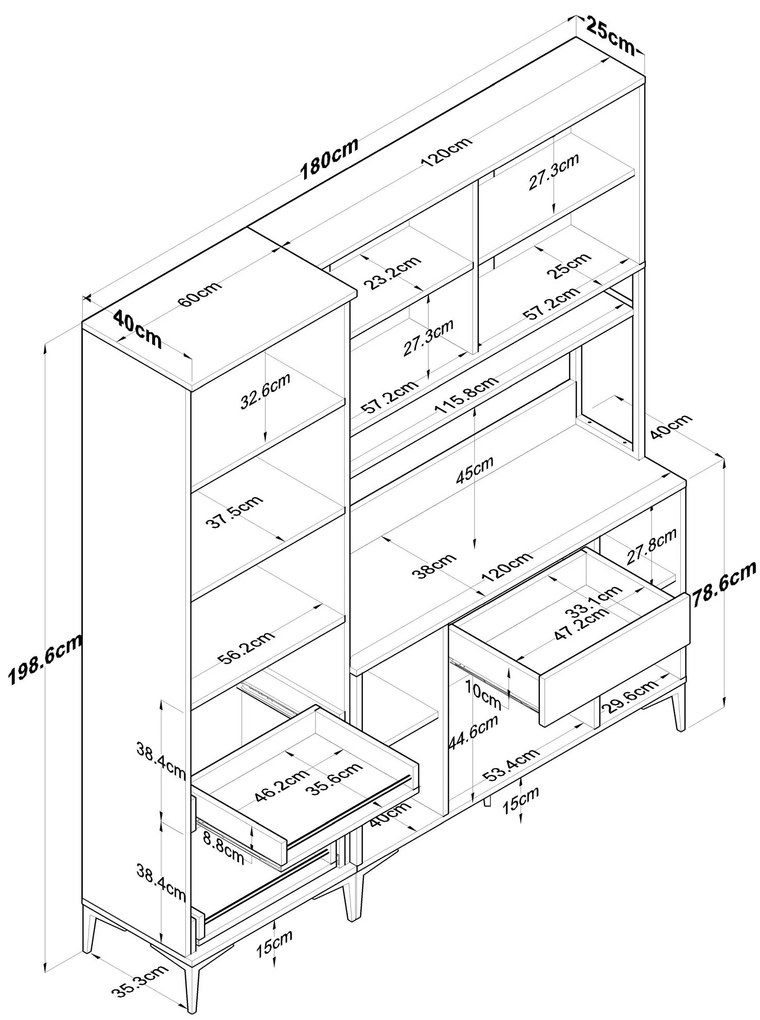 Móvel Multiuso JE133 – Branco – 180 cm x 198,6 cm x 40 cm