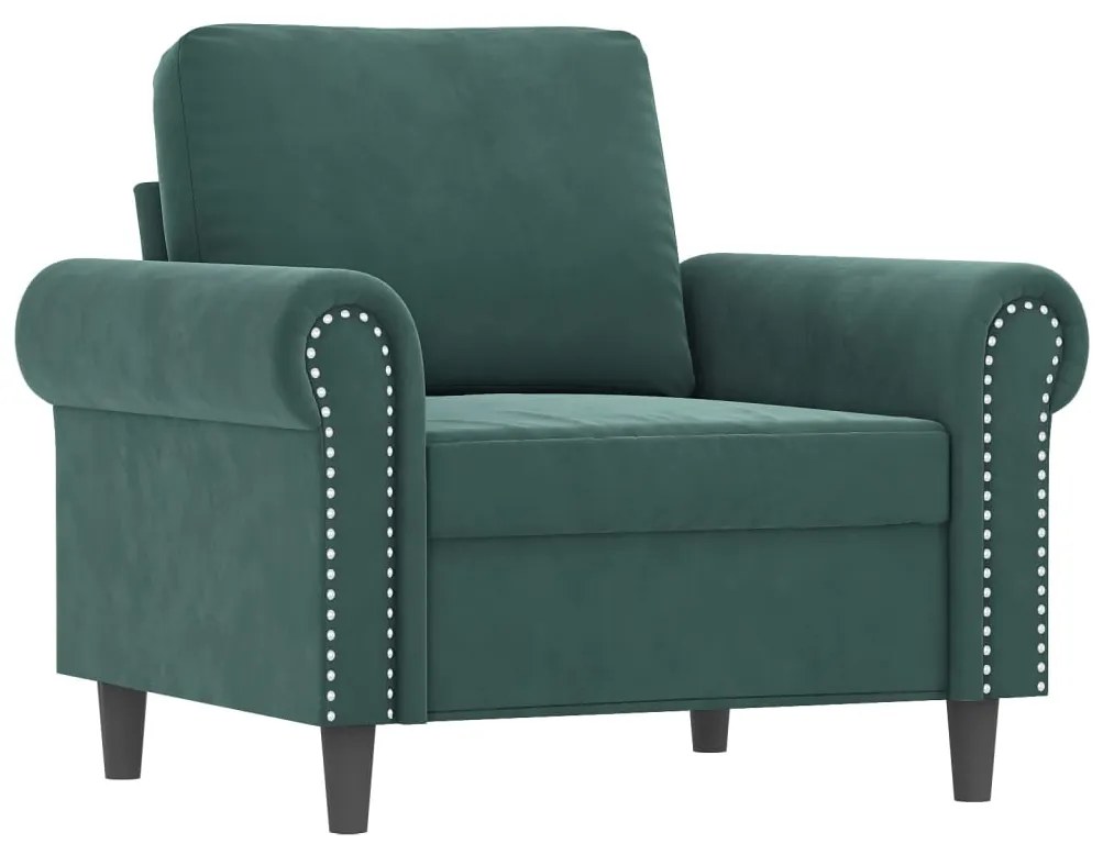 4 pcs conjunto de sofás com almofadões veludo verde-escuro