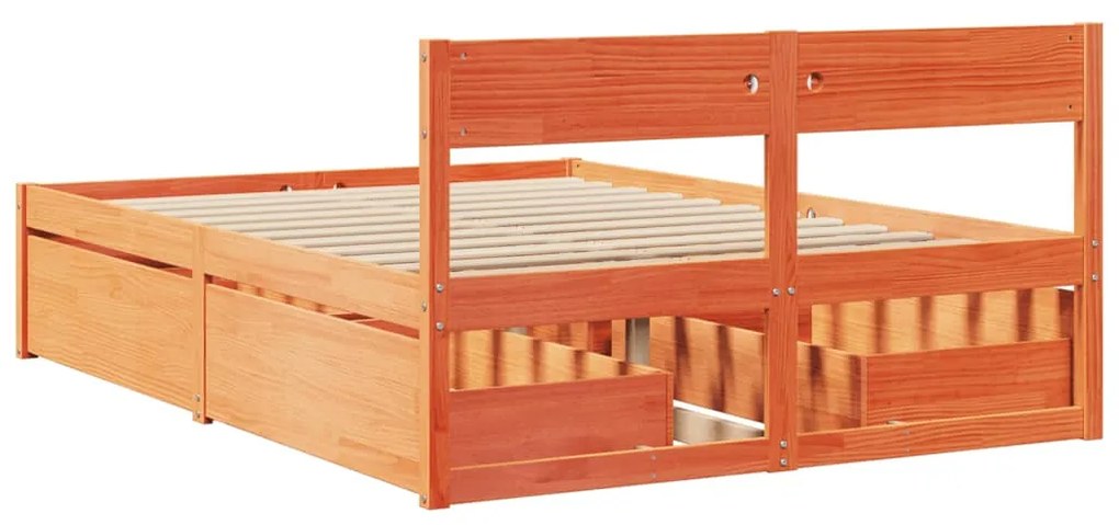 Cama sem colchão 120x190 cm madeira pinho maciça castanho-mel