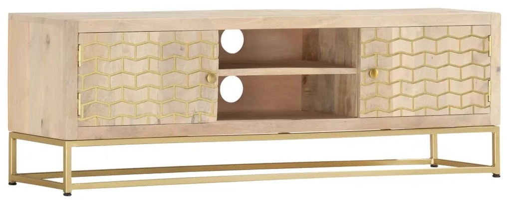 vidaXL Móvel de TV 120x30x40 cm madeira de mangueira maciça dourado