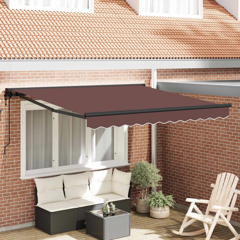 vidaXL Toldo Retrátil Castanho 350x250 cm tecido