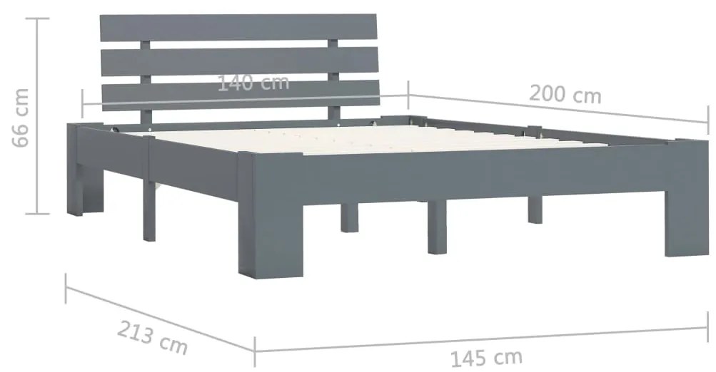 Estrutura de cama 140x200 cm pinho maciço cinzento
