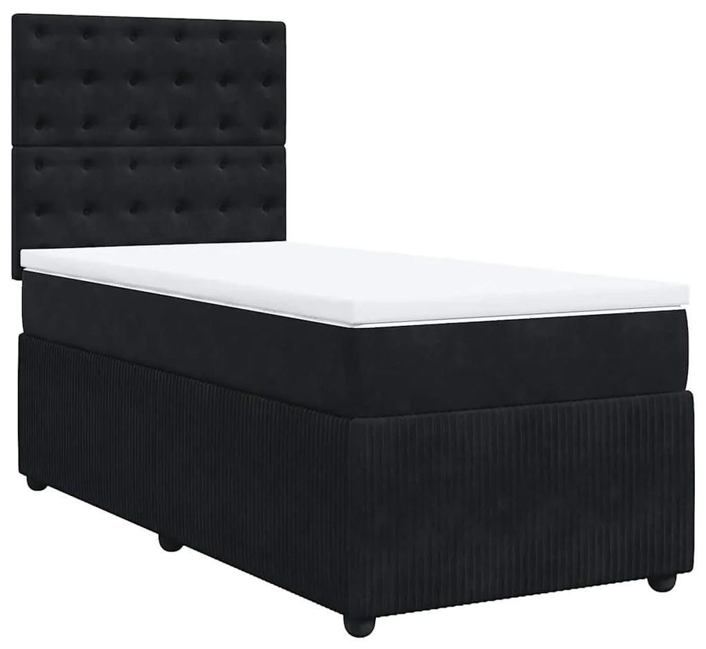 Cama com molas/colchão 100x200 cm veludo preto