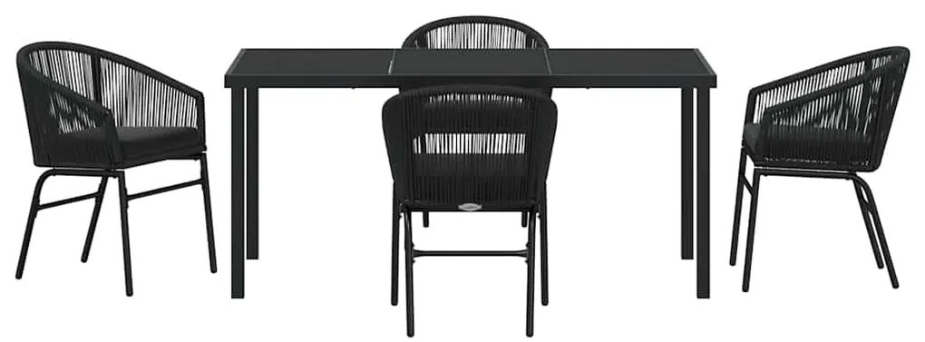 Conjunto de Jantar de Jardim de 5 Peças - Móveis de Rattan Preto