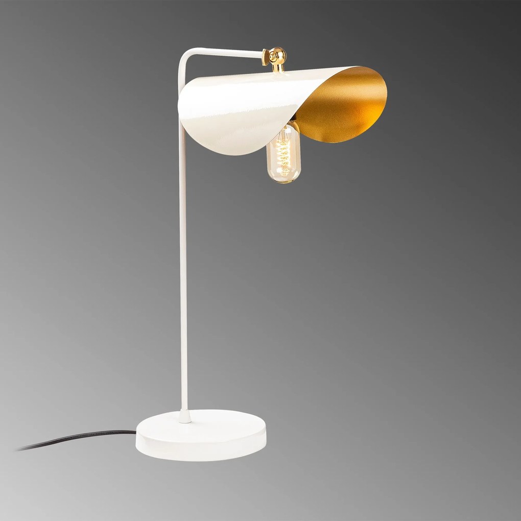Candeeiro de Mesa Sivani – Branco e Dourado – 17 x 35 cm