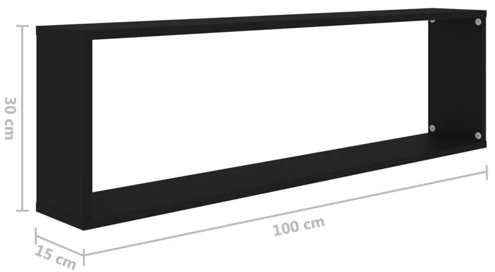 Prateleiras parede forma cubo 2 pcs derivados de madeira preto