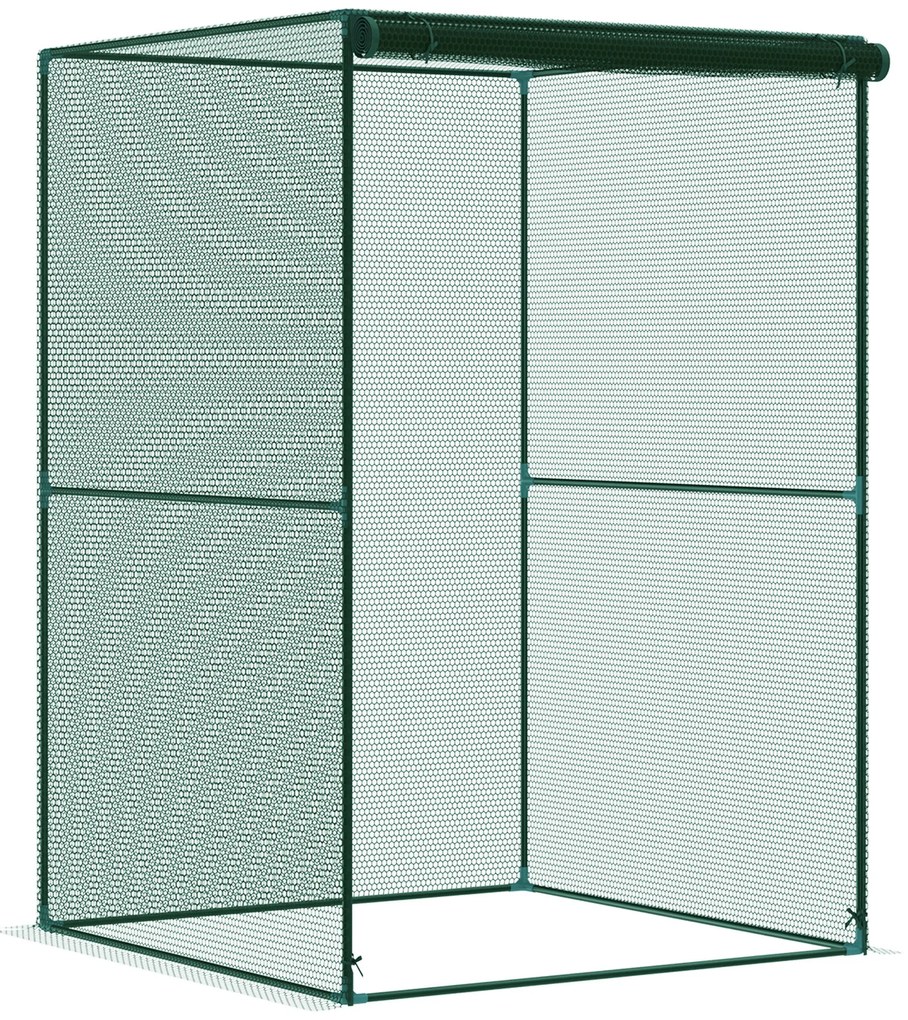 Outsunny Estufa para Cultivo de Plantas com Porta Enrolável e Estrutura de Aço para Jardim Varanda Pátio 120x120x180 cm Verde | Aosom Portugal