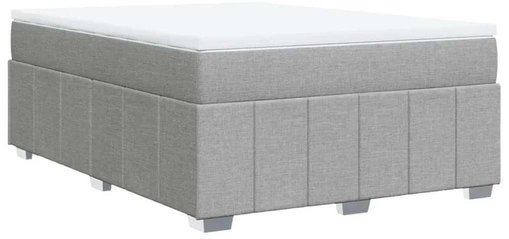 Cama com molas/colchão 140x190 cm tecido cinzento-claro