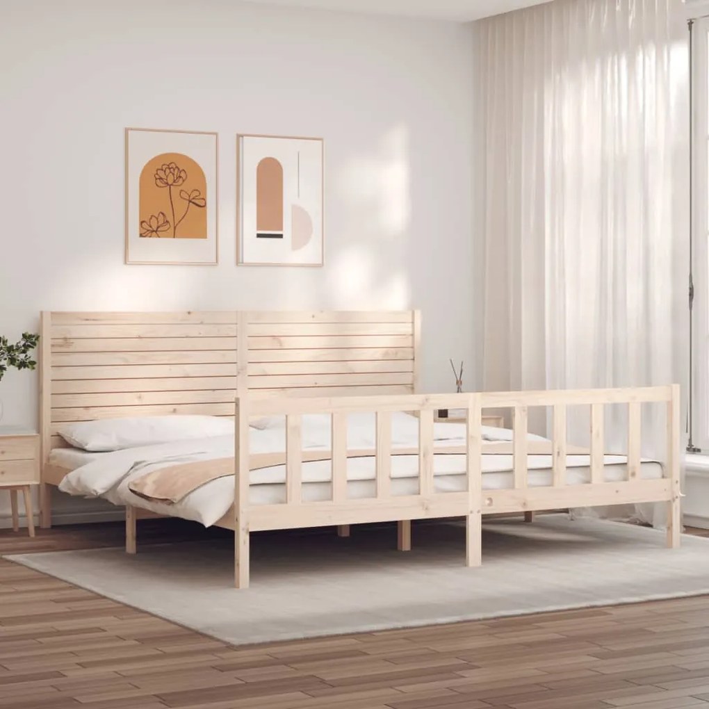 3193226 vidaXL Estrutura de cama com cabeceira 200x200 cm madeira maciça