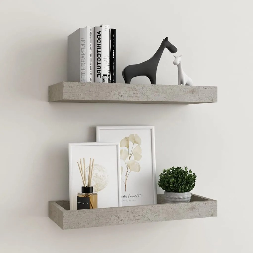 vidaXL Prateleiras parede Loggia 2 pcs 40x15x4 cm MDF cinzento cimento