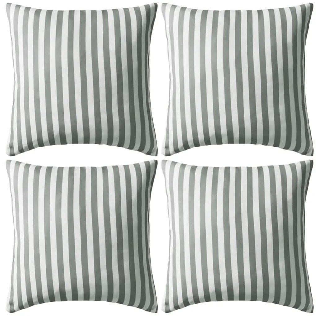 Almofadas para exterior 4 pcs 45x45 cm riscas cinzentas