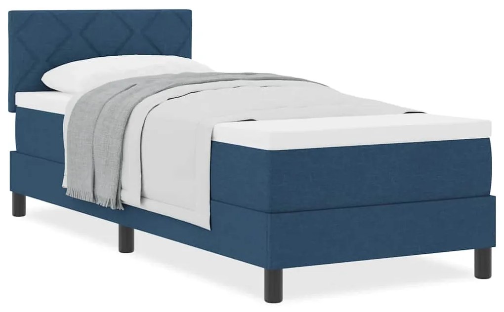Cama Box Spring com Colchão Azul 80x200 cm Tecido