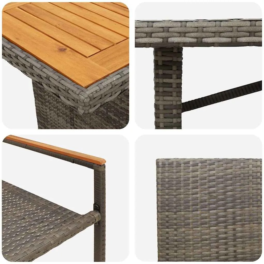 Conjunto de Jantar para Jardim vidaXL 7 Peças Cinza Poli Rattan