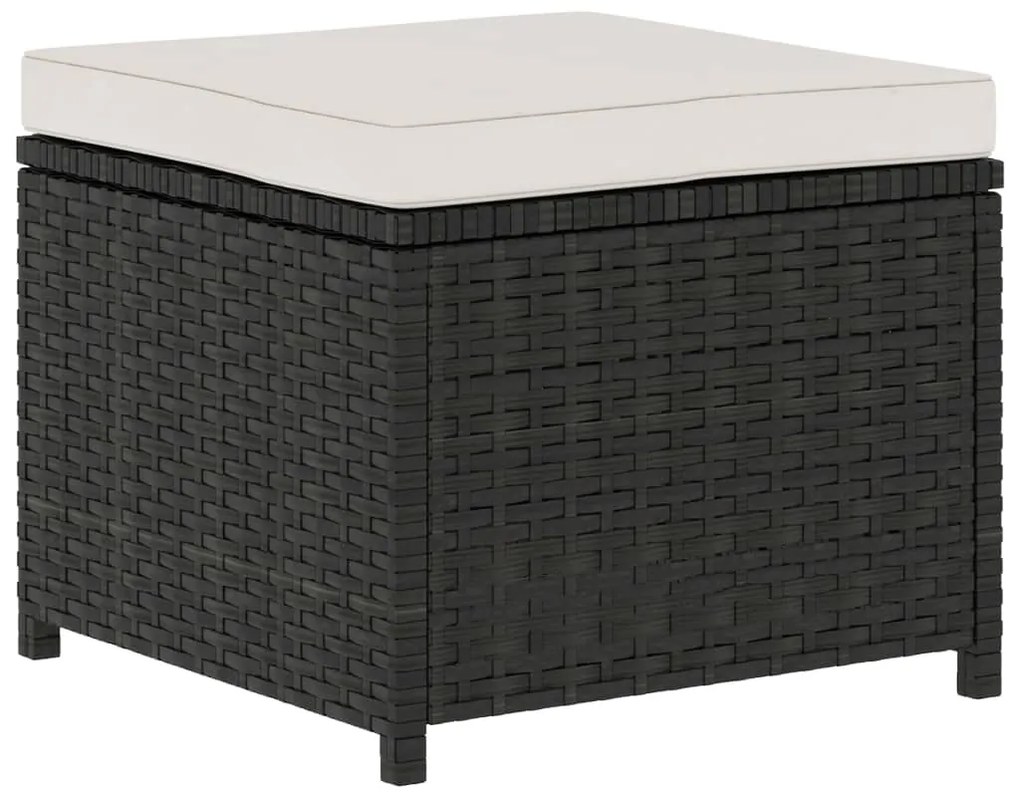 5 pcs conjunto lounge de jardim c/ almofadões vime PE preto