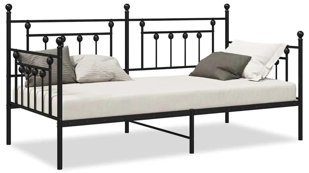 Estrutura de Cama Dia vidaXL Preta 107x203 cm Aço