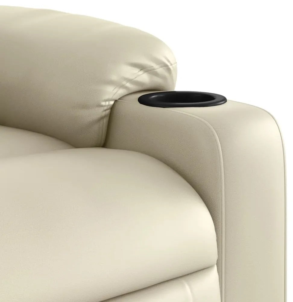 Poltrona reclinável elétrica couro artificial cor creme