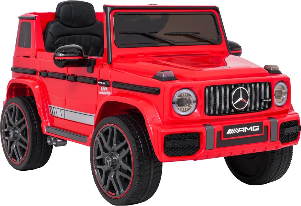 Carro elétrico para Crianças 2 a 5 anos 12V Mercedes G63 AMG LIFT Rodas de espuma EVA, assento Couro ecológico Vermelho