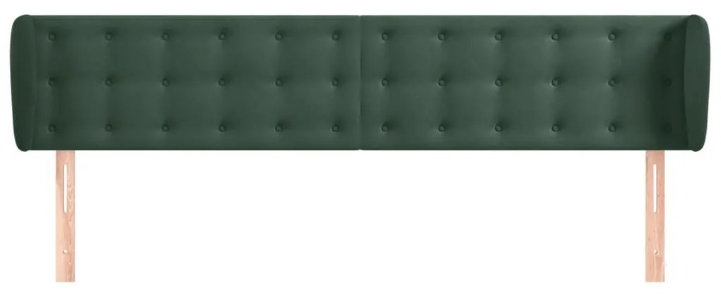 Cabeceira de cama c/ abas veludo 183x23x78/88cm verde-escuro