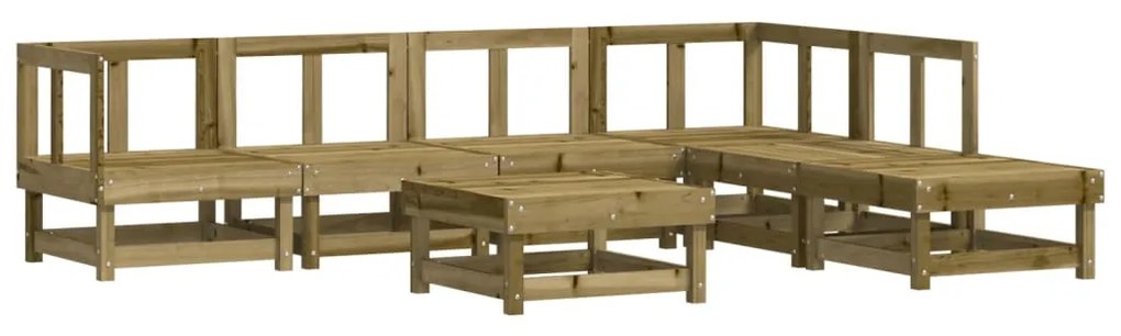 7 pcs conjunto lounge de jardim c/ almofadões pinho impregnado