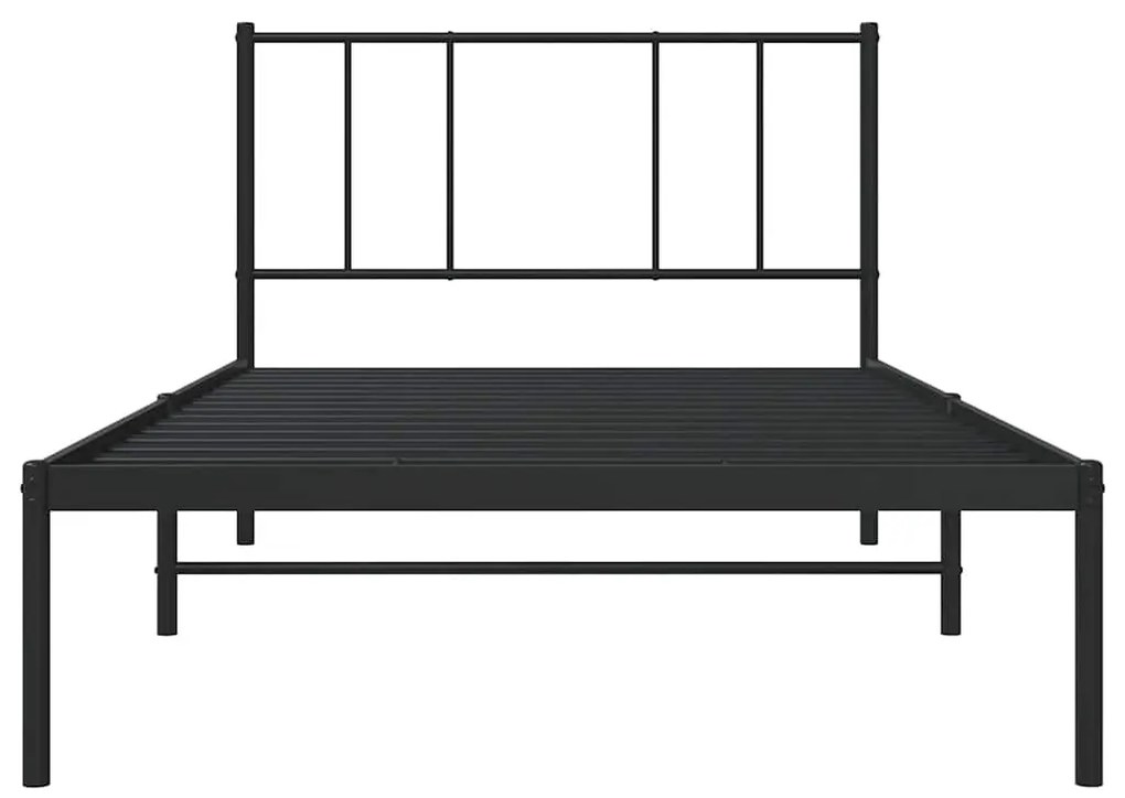 Estrutura de cama com cabeceira 100x190 cm metal preto