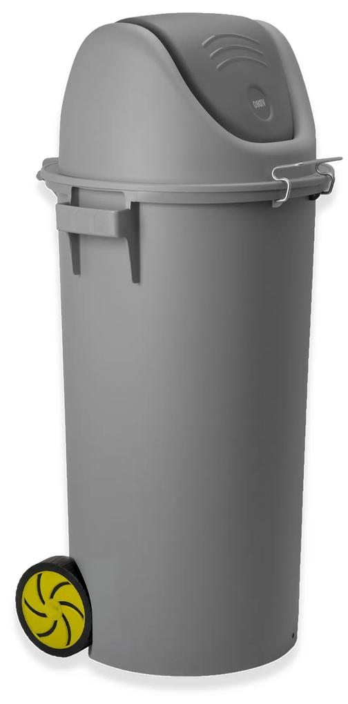 Contentor Lixo com Rodas e Tampa Basculante Cinzento 80l 48X50X99cm