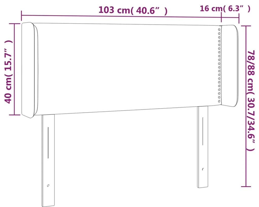 Cabeceira de cama c/ abas tecido 103x16x78/88cm castanho-escuro