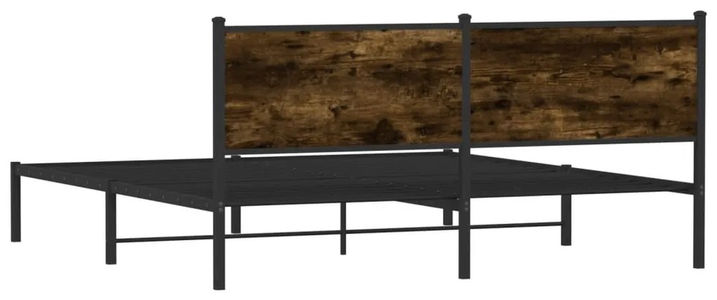 Estrutura de cama sem colchão 180x200cm metal carvalho fumado