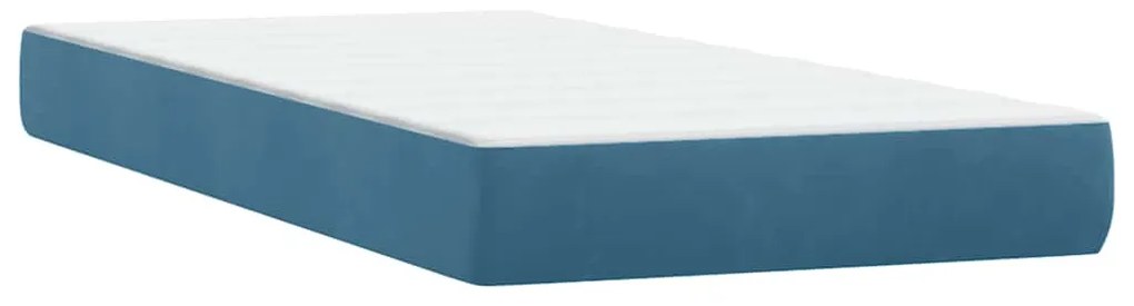 Cama com molas/colchão 90x220 cm veludo azul-escuro