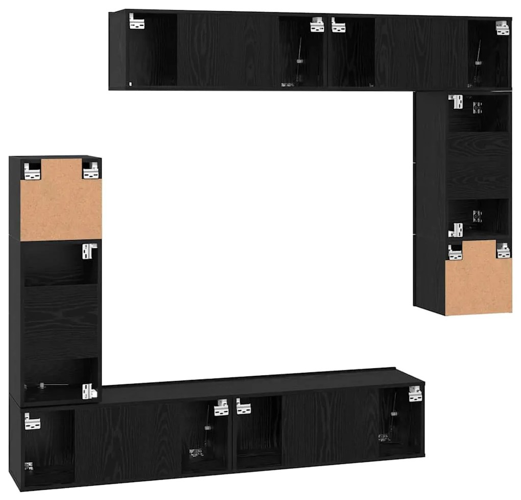 Conjunto de móvel de TV 8 pcs Carvalho preto 80 x 30 x 30 cm