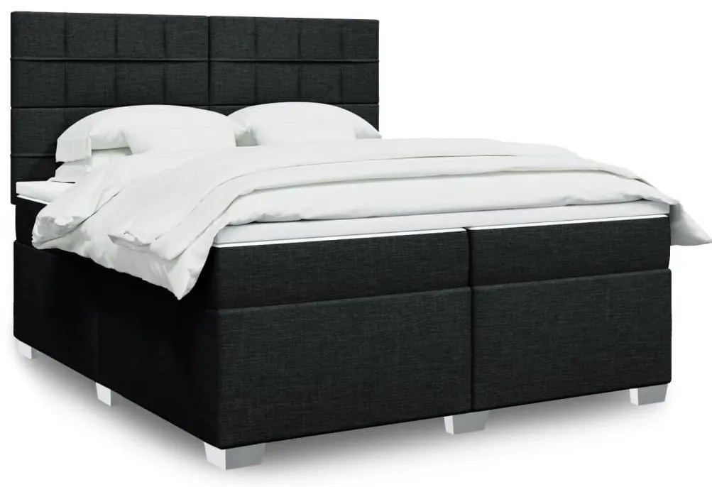 Cama com molas/colchão 200x200 cm tecido preto