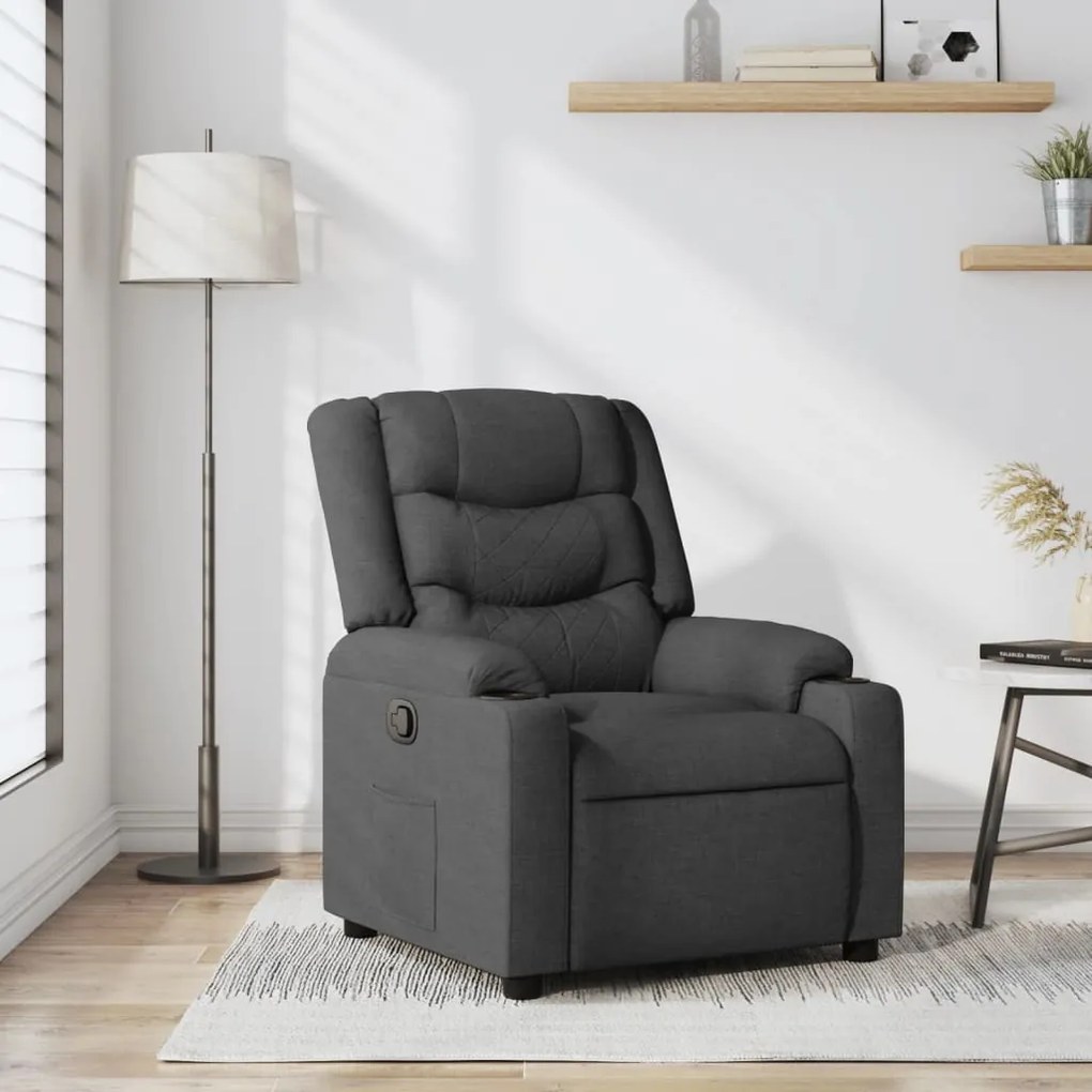 vidaXL Poltrona reclinável tecido cinzento-escuro