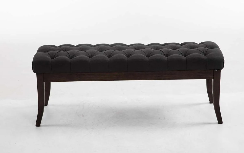 Banco Ramses em tecido com estrutura em antigo escuro 46 x 120 x 38 cm Cinzento escuro