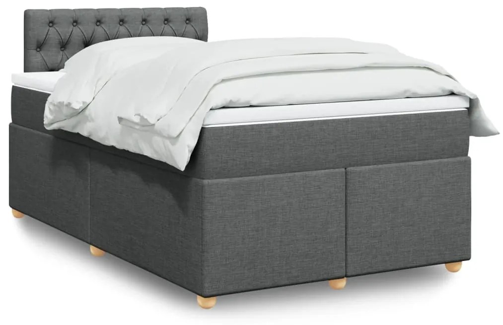 vidaXL Cama com molas/colchão 120x200 cm tecido cinzento-escuro