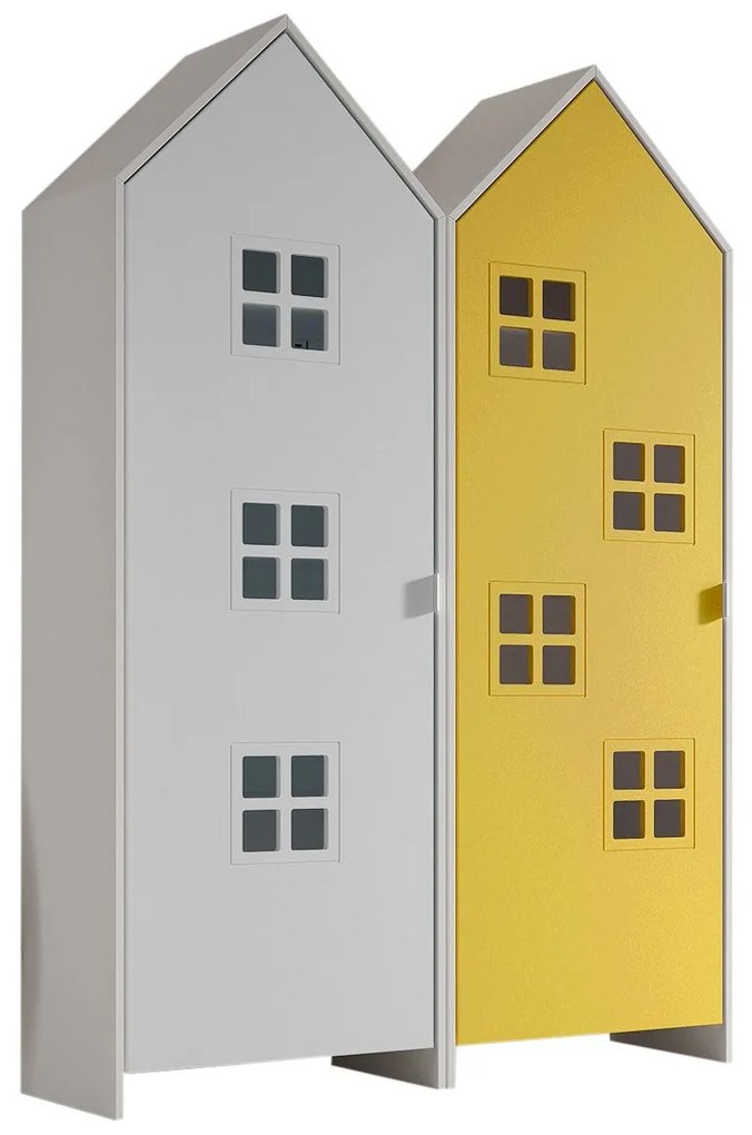 Conjunto 2 armarios Guarda Roupa infantil coleção CASAMI Branco e Amarelo