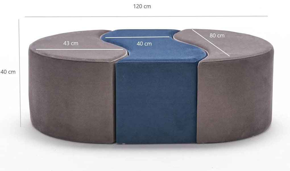 Pouffe Alya Puf – Mink Blue – 120 cm x 40 cm x 80 cm