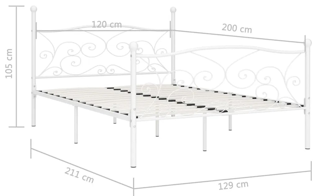 Estrutura de cama com estrado de ripas 120x200 cm metal branco
