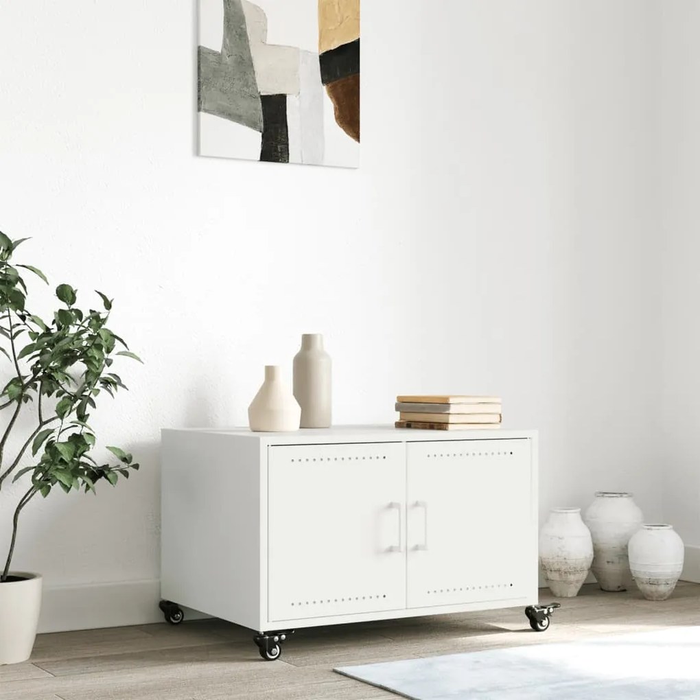 Mesa de centro 68x50x43,5 cm aço branco