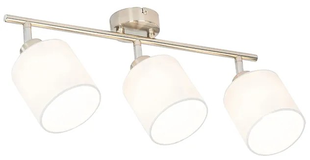 Candeeiro de teto com focos ajustáveis em aço com abajur branco 3-luzes - Hetta